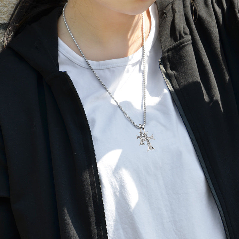 Wholesale Personalized retro trend double cross necklace